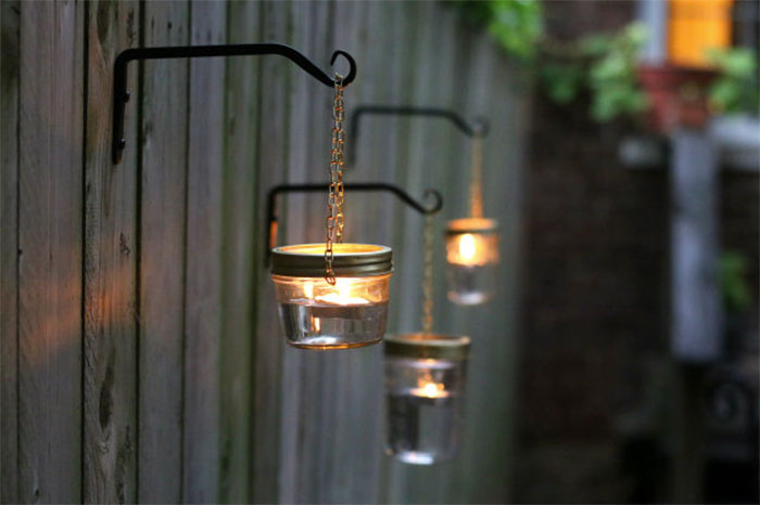 Jar Lights Fence Decor