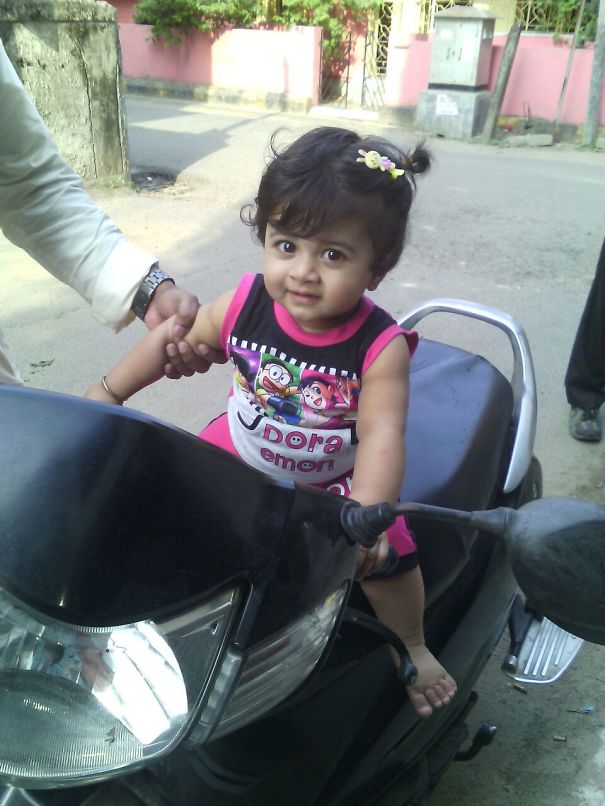 My 9 Months Old Boy On His Papa's Bike.