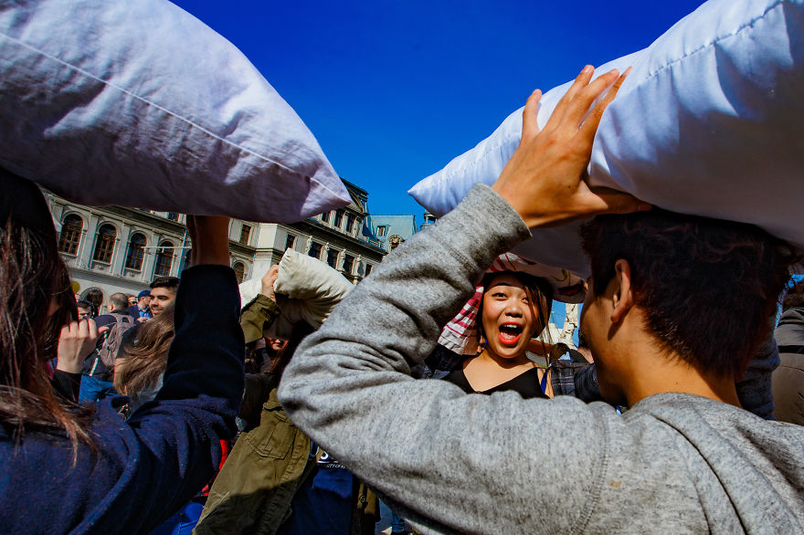 I Documented The International Pillow Fight In Bucharest, Romania I Documented The International Pillow Fight In Bucharest, Romania