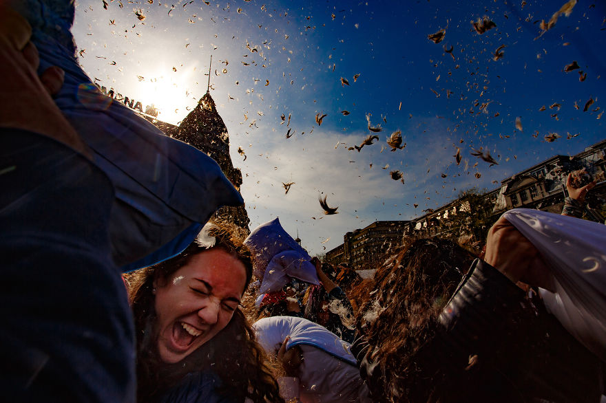 I Documented The International Pillow Fight In Bucharest, Romania