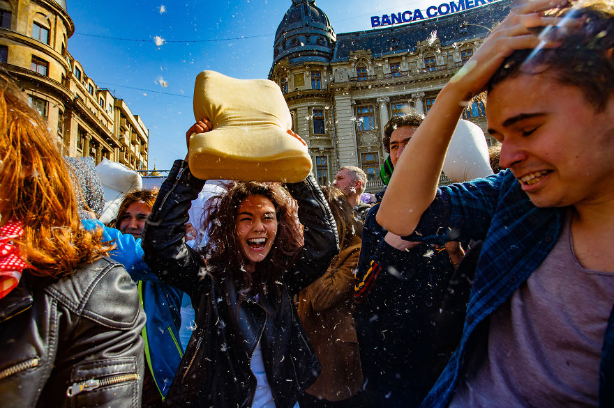 I Documented The International Pillow Fight In Bucharest, Romania