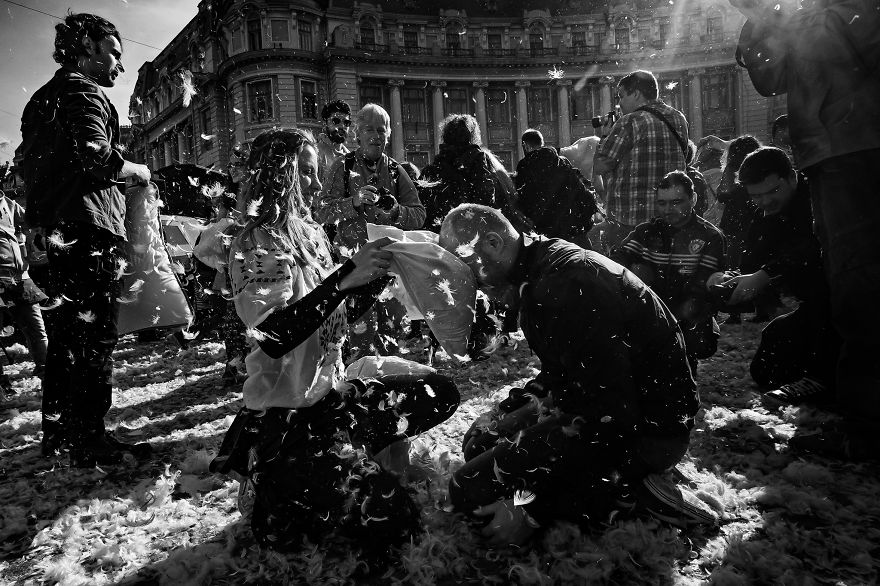 I Documented The International Pillow Fight In Bucharest, Romania