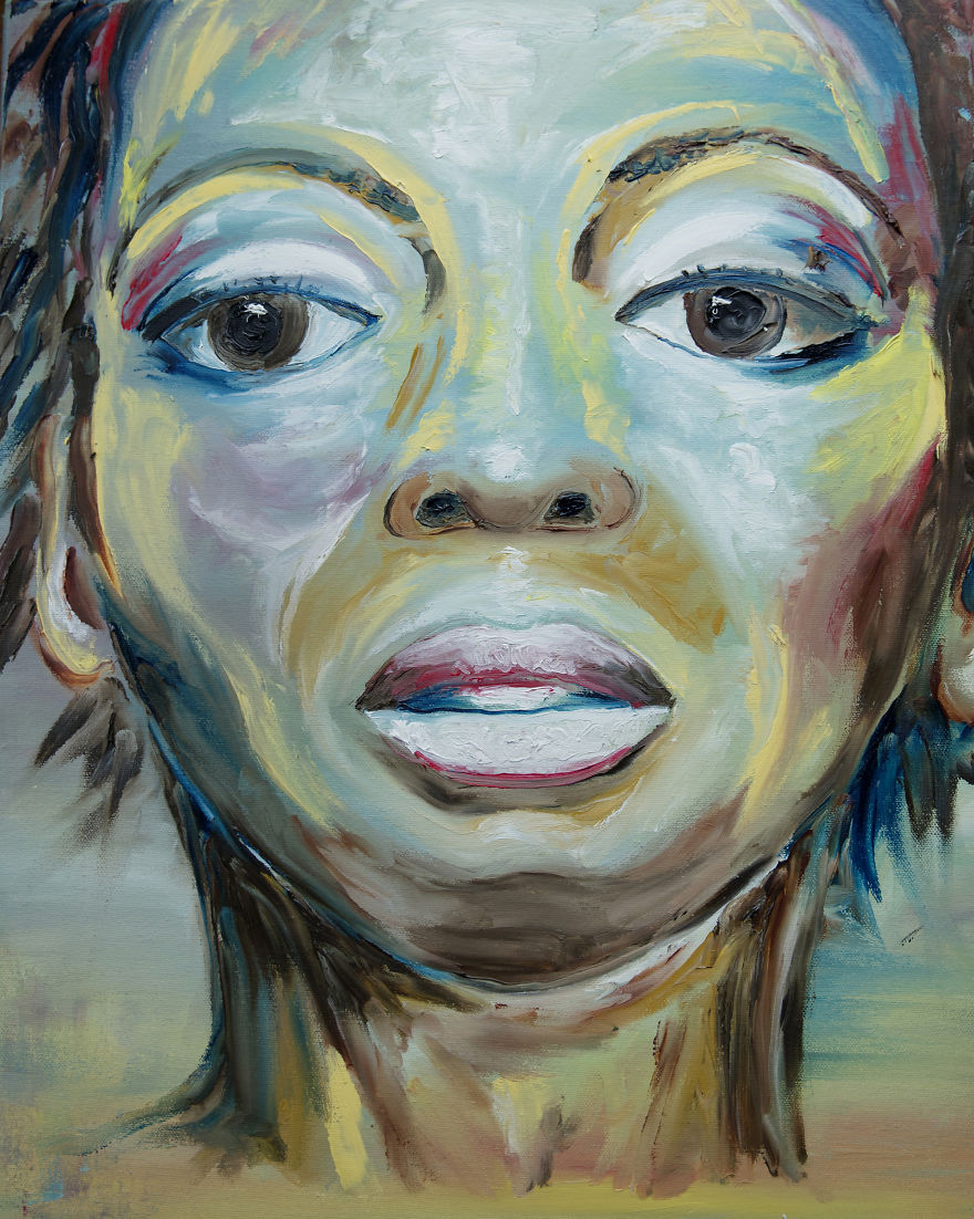 I Paint Colourful Portraits Using My Fingers