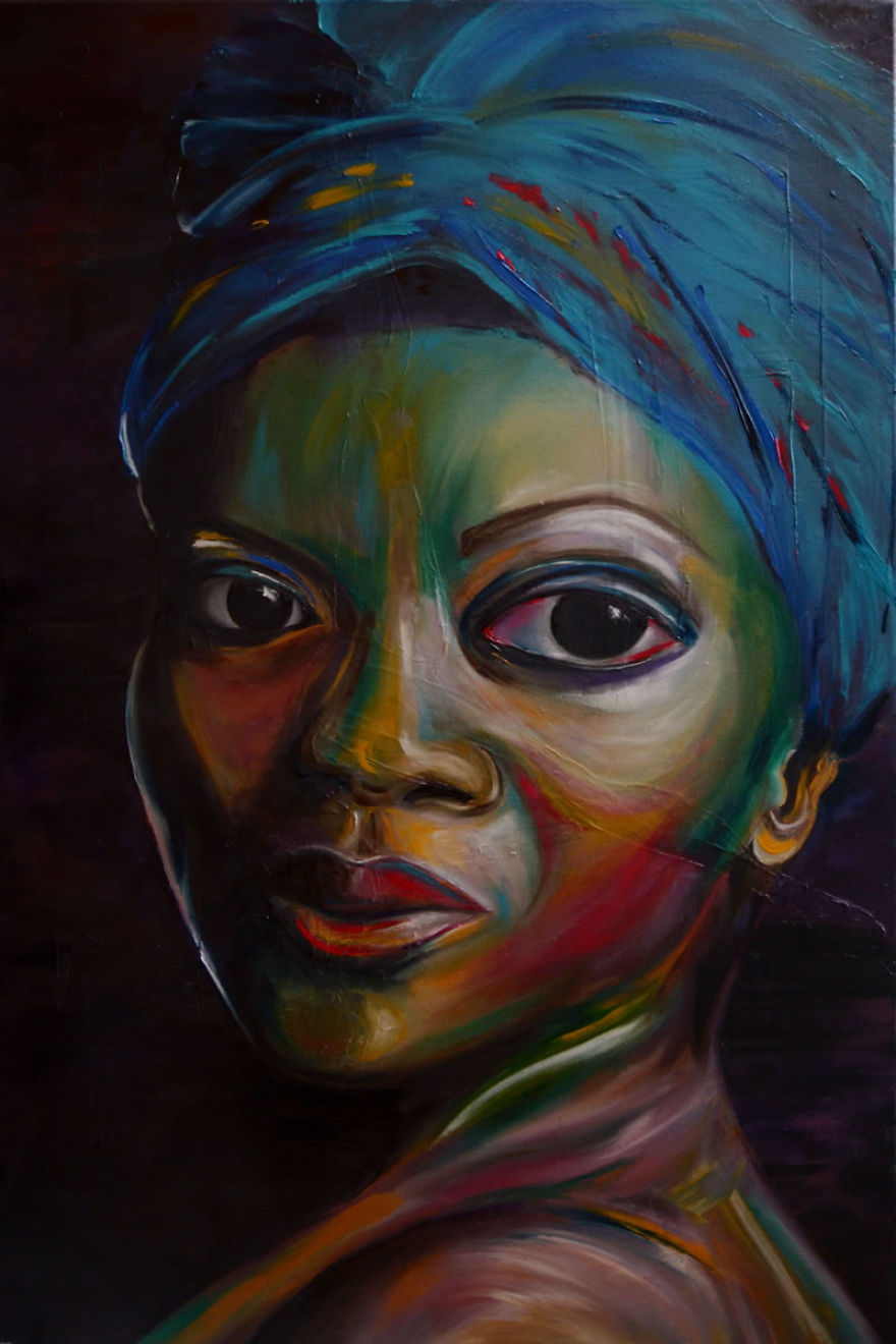 I Paint Colourful Portraits Using My Fingers