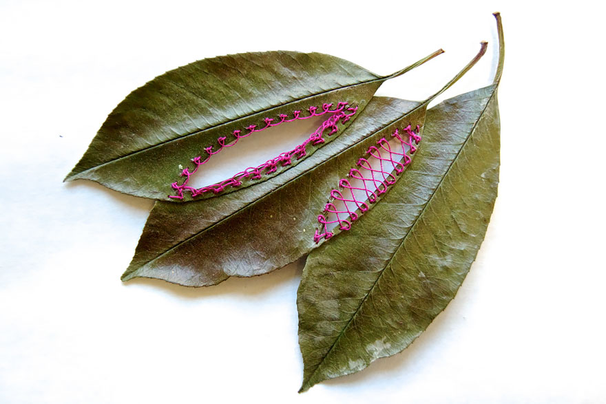 Embroidered Leaf Art By Hillary Fayle