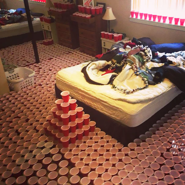 1,350 Cups And 200 Gallons Of Water Later, I Think My Buddy Won His Prank War