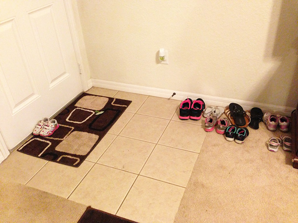 I Told My 2 Year Old To Put Her Shoes By The Front Door. She Takes Me Very Literally Sometimes