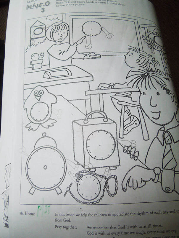 Directions Were To 'draw Hands On The Clocks'