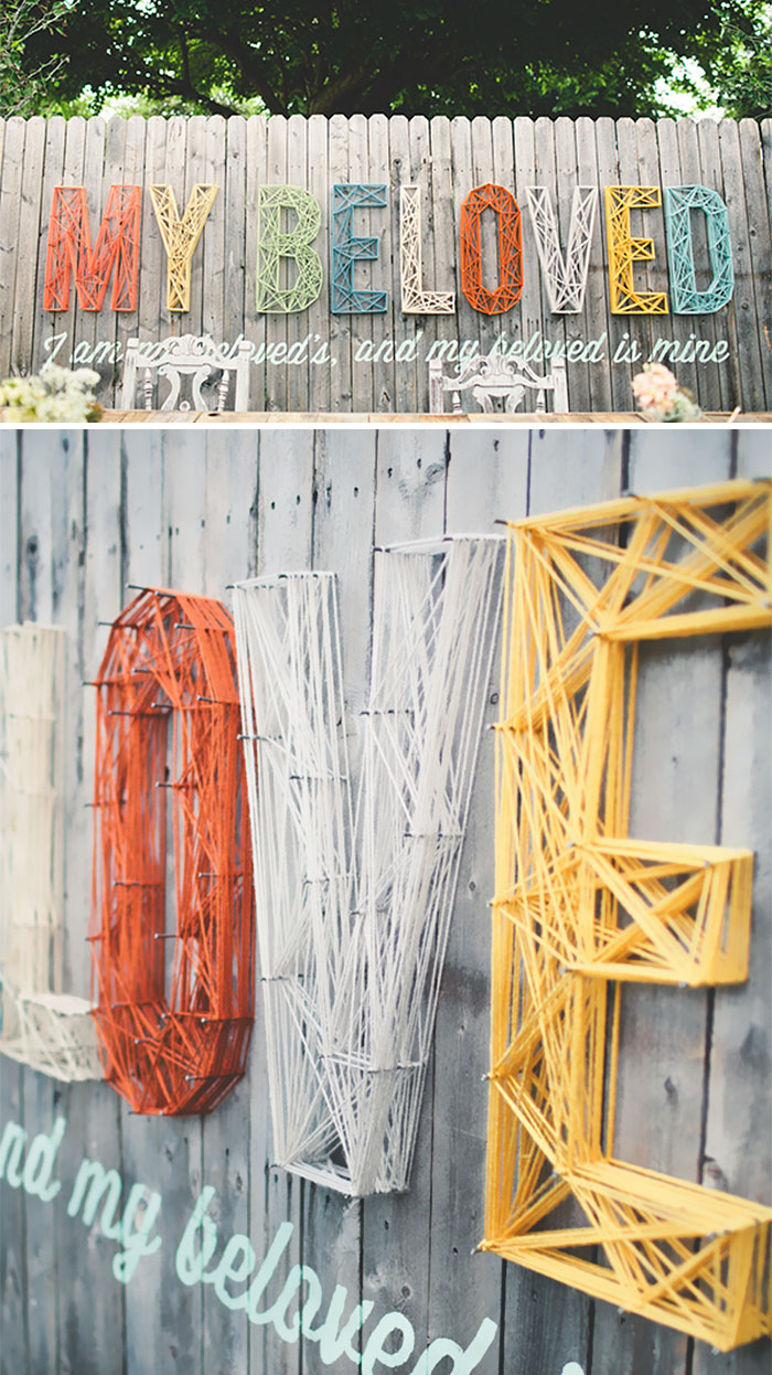 Threaded Words Fence Decor