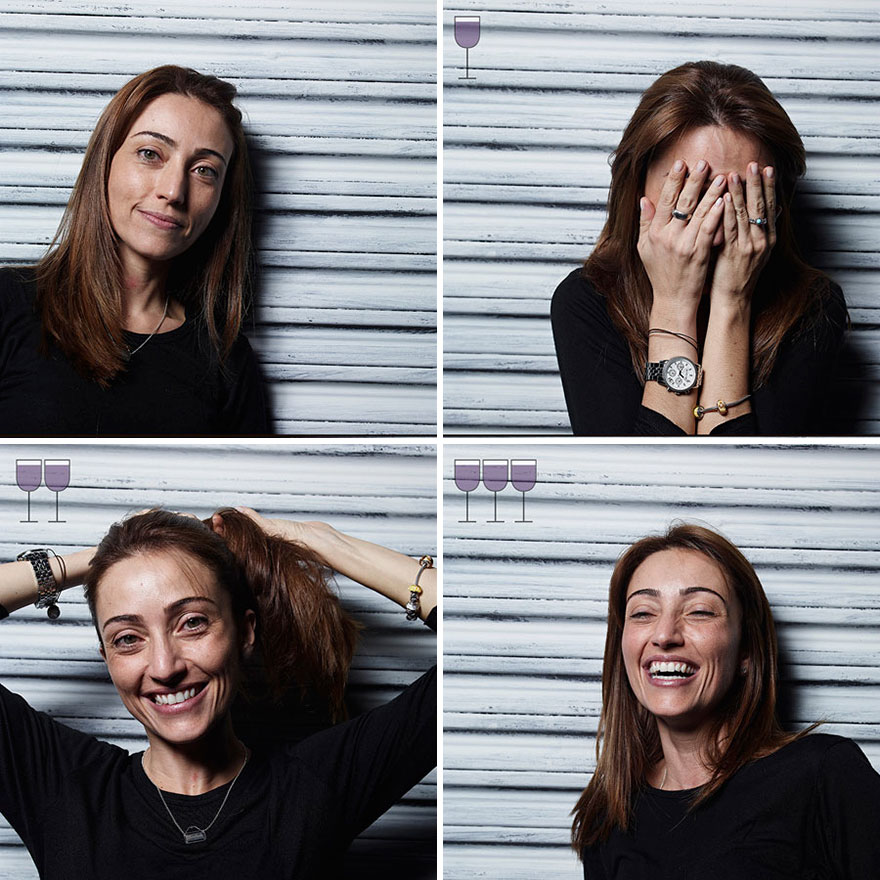 Portraits After One, Two And Three Glasses Of Wine