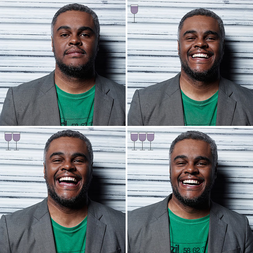 Portraits After One, Two And Three Glasses Of Wine