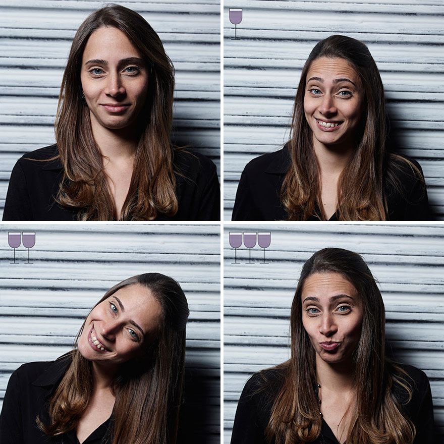 Portraits After One, Two And Three Glasses Of Wine