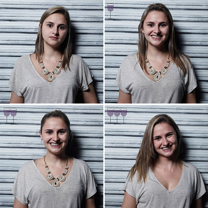 Portraits After One, Two And Three Glasses Of Wine