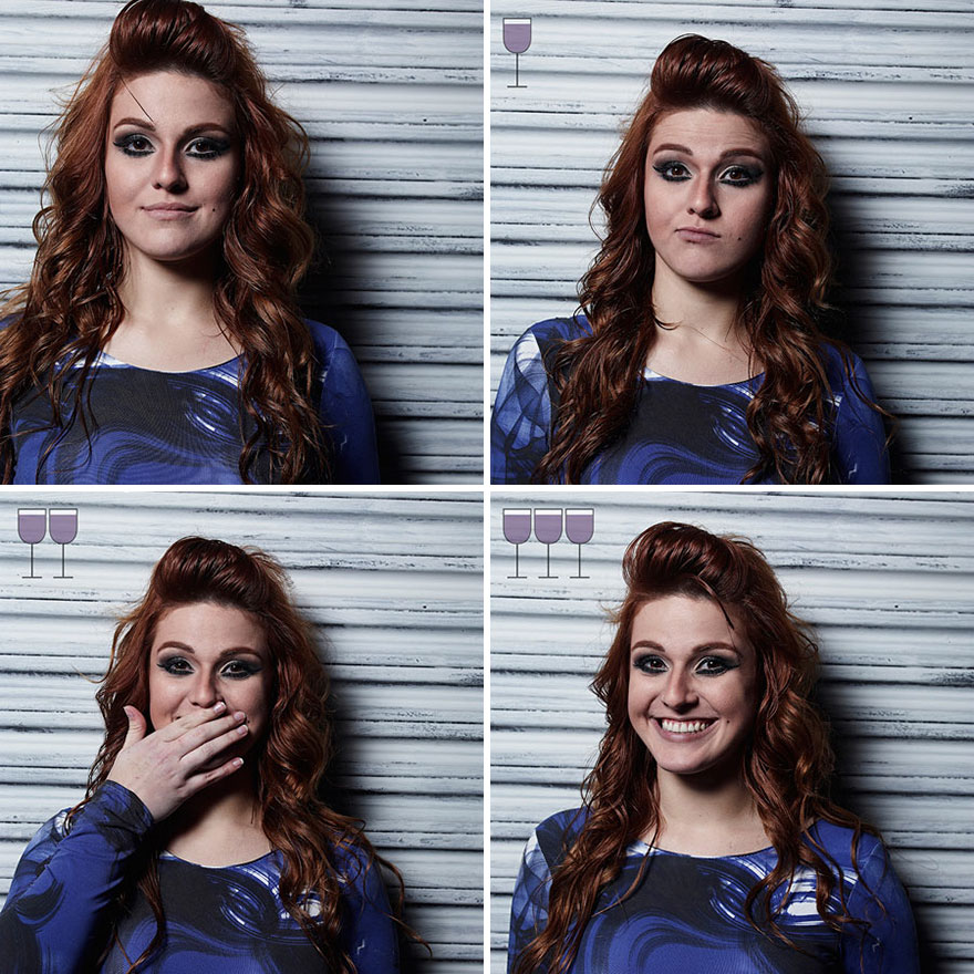 Portraits After One, Two And Three Glasses Of Wine