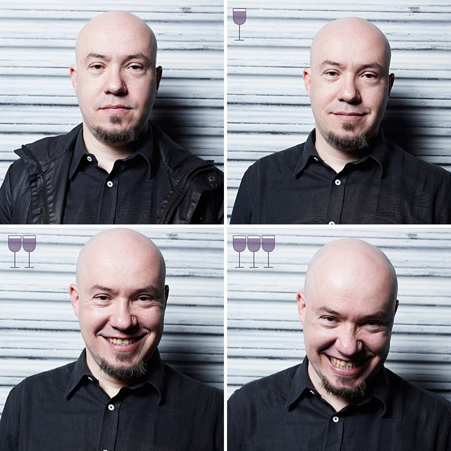 Portraits After One, Two And Three Glasses Of Wine