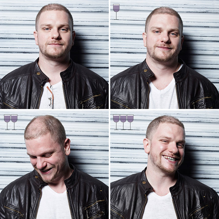 Portraits After One, Two And Three Glasses Of Wine