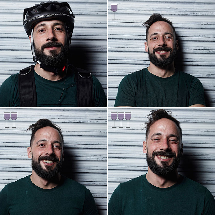 Portraits After One, Two And Three Glasses Of Wine