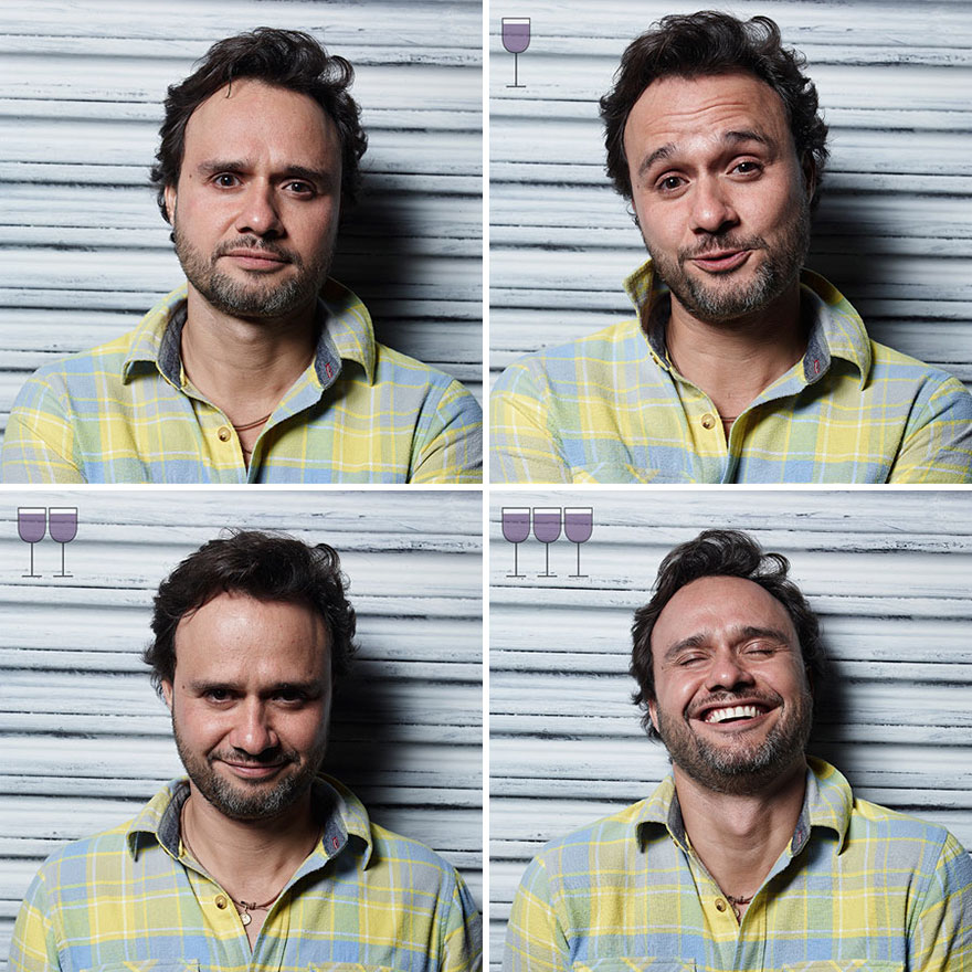 Portraits After One, Two And Three Glasses Of Wine