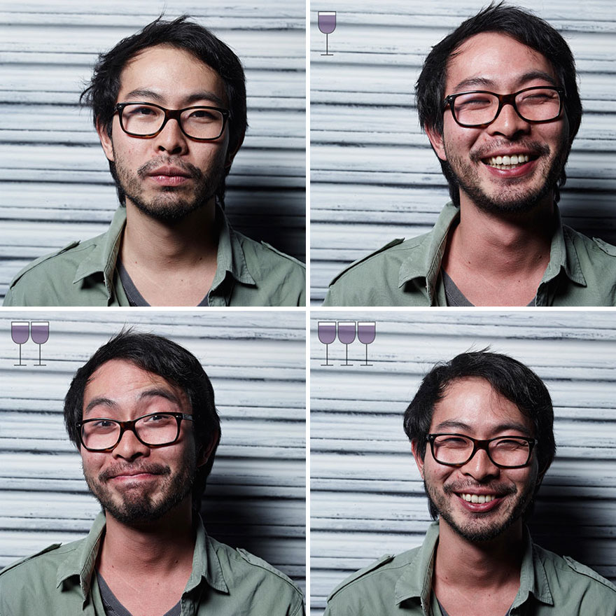 Portraits After One, Two And Three Glasses Of Wine