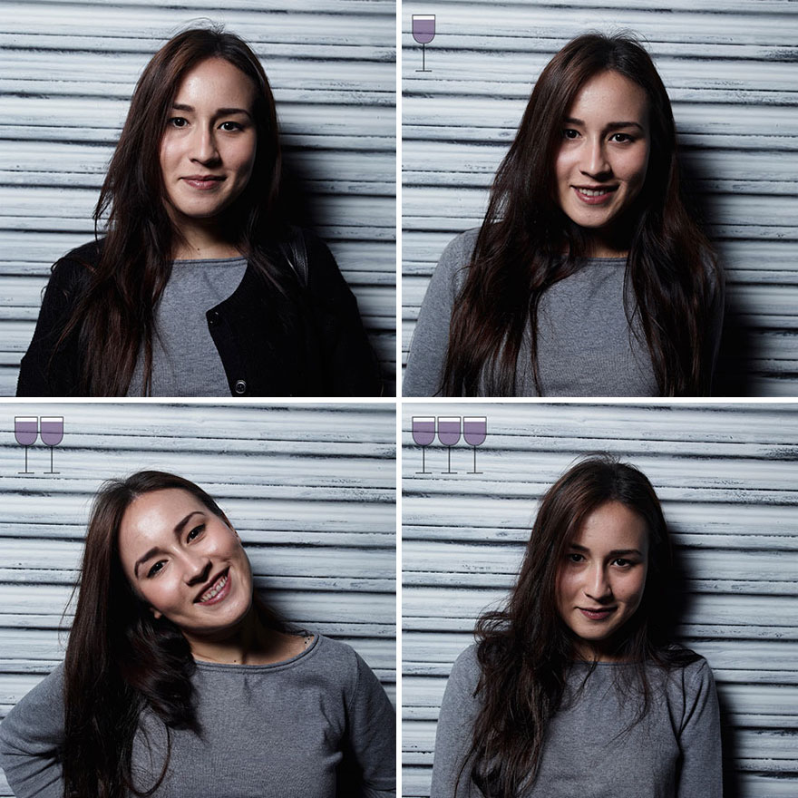 Portraits After One, Two And Three Glasses Of Wine