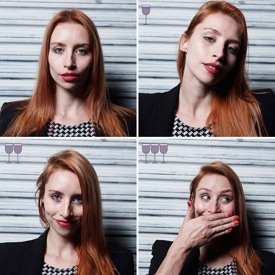 Portraits After One, Two And Three Glasses Of Wine