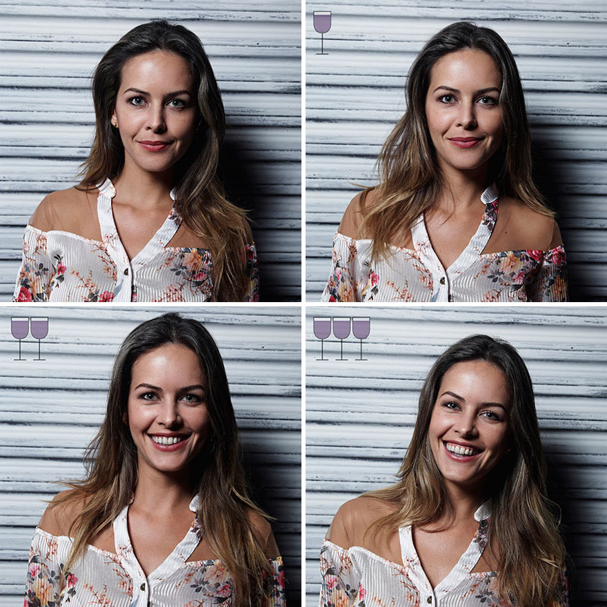 Portraits After One, Two And Three Glasses Of Wine