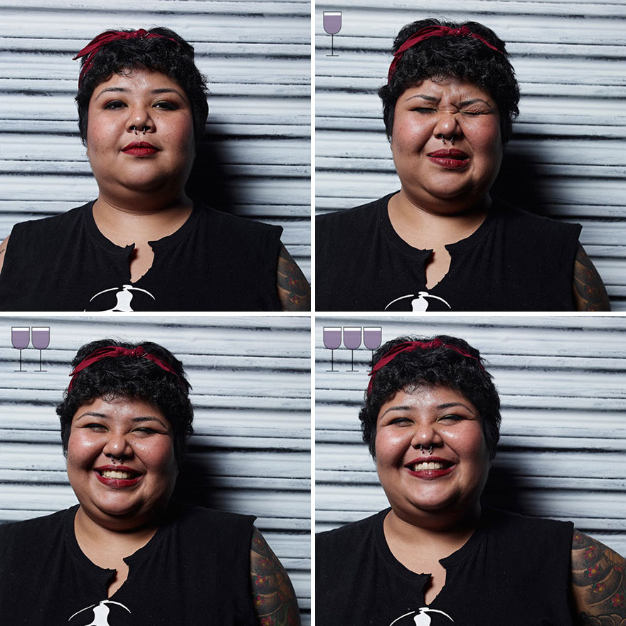 Portraits After One, Two And Three Glasses Of Wine