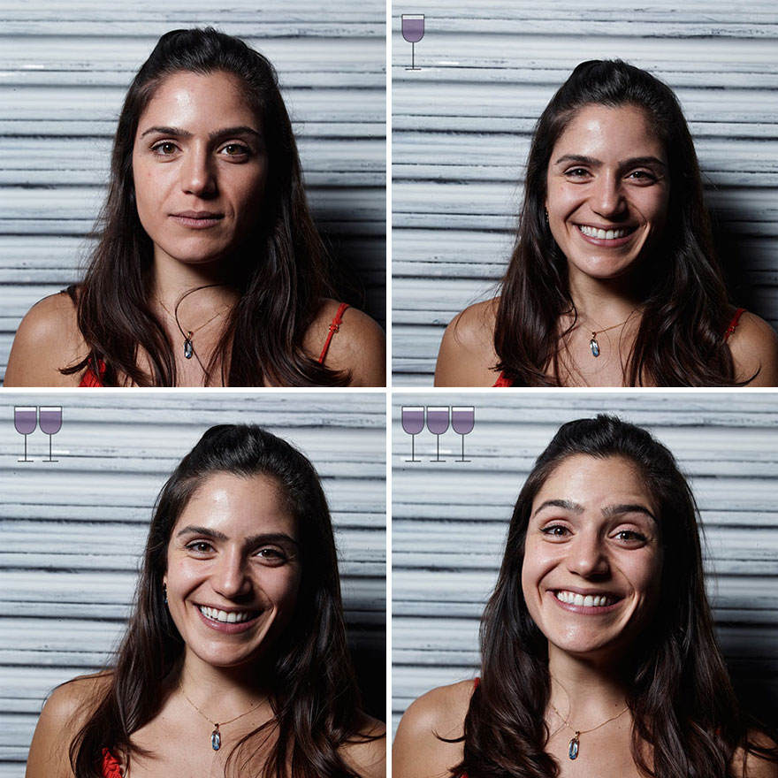 Portraits After One, Two And Three Glasses Of Wine