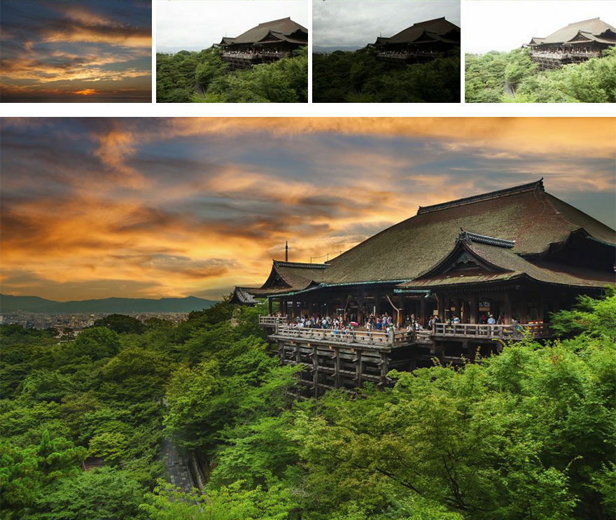 3x Exposures Manually Composited In Photoshop CC. Replacement Sky Layer Manually Overlaid And 'Painted' In