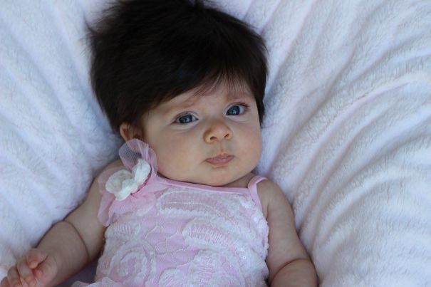 Three Month Old With Luscious Locks!