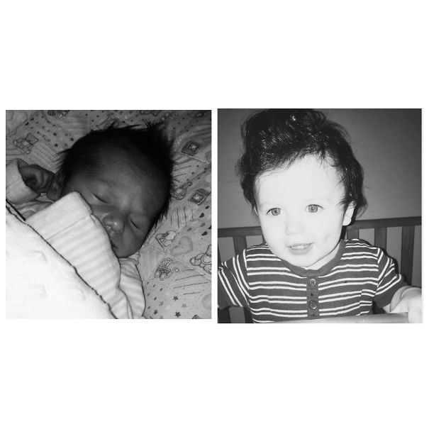 My Hairy Little Boy Sullivan When He Was A Newborn And Now At 14 Months! 