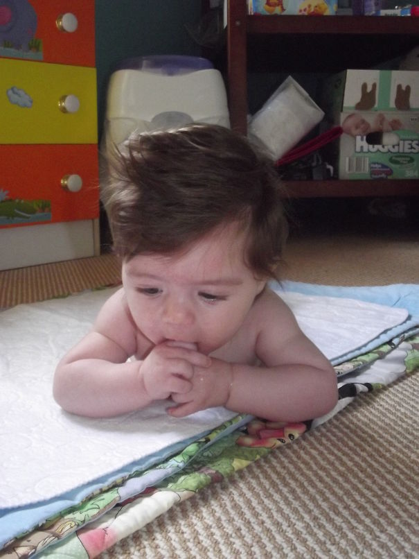 He Came Out With A Head Of Hair & It Just Kept Growing. Master J At 3 Months.