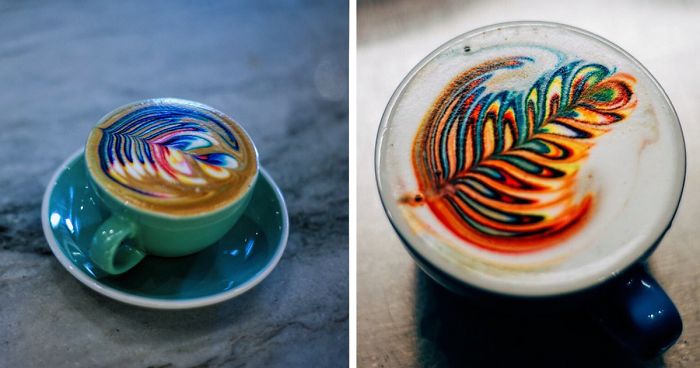 Barista Creates Colorful Latte Art Using Food Dye