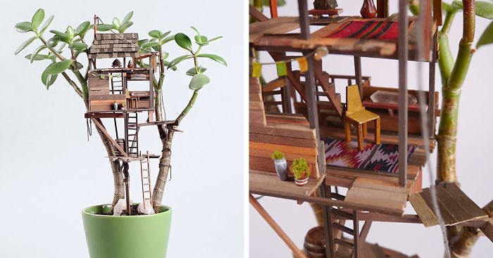 Miniature Tree Houses For Houseplants Are Just Perfect For Fairies