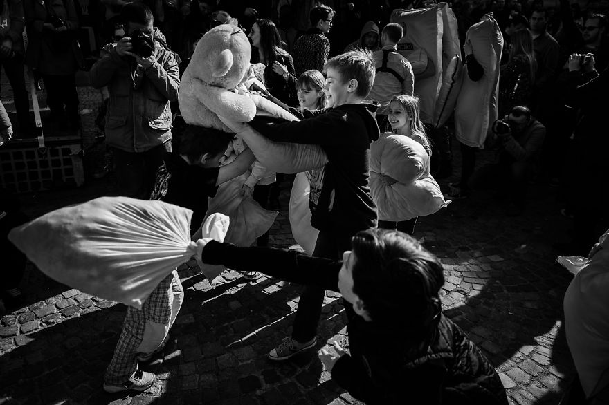 I Documented The International Pillow Fight In Bucharest, Romania