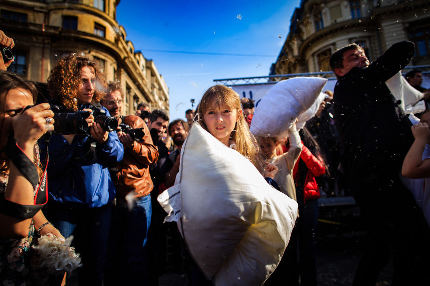 I Documented The International Pillow Fight In Bucharest, Romania I Documented The International Pillow Fight In Bucharest, Romania