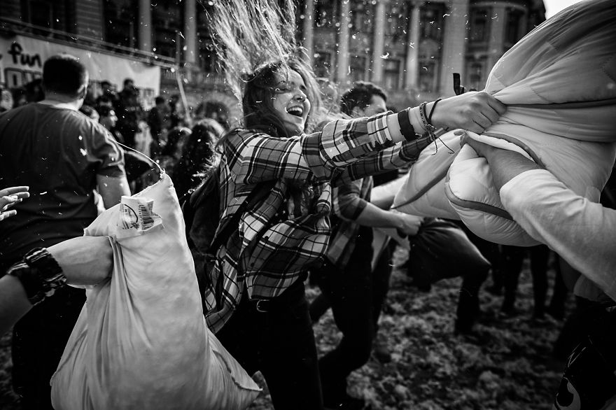 I Documented The International Pillow Fight In Bucharest, Romania