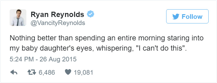 Ryan Reynolds Parenting Tweets