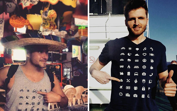 Traveller T-Shirt With 40 Icons Lets You Communicate In Any Country Even If You Don’t Speak Its Language