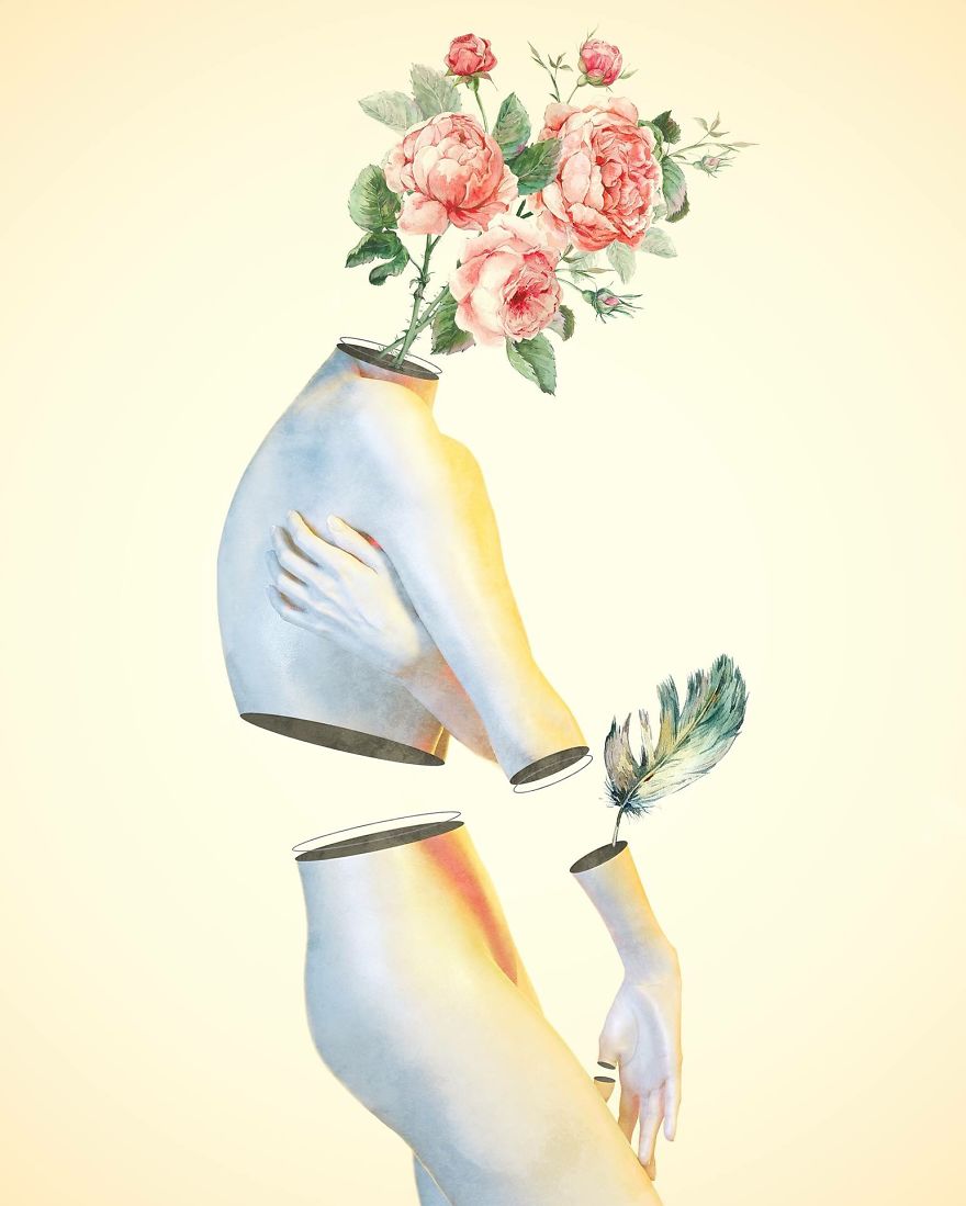 My Surreal Illustrations Of Women And Birds