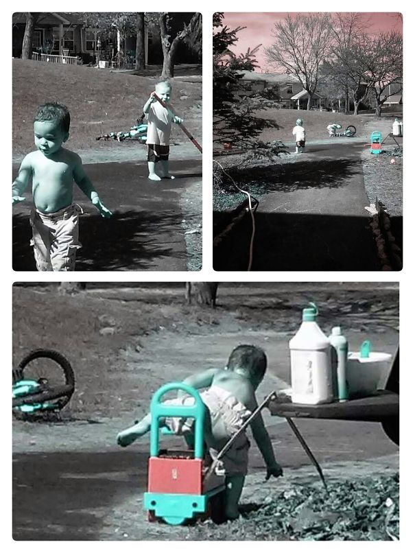 I Took Pics Of My Son And Nephew Playing, It Was Really Bright Outside