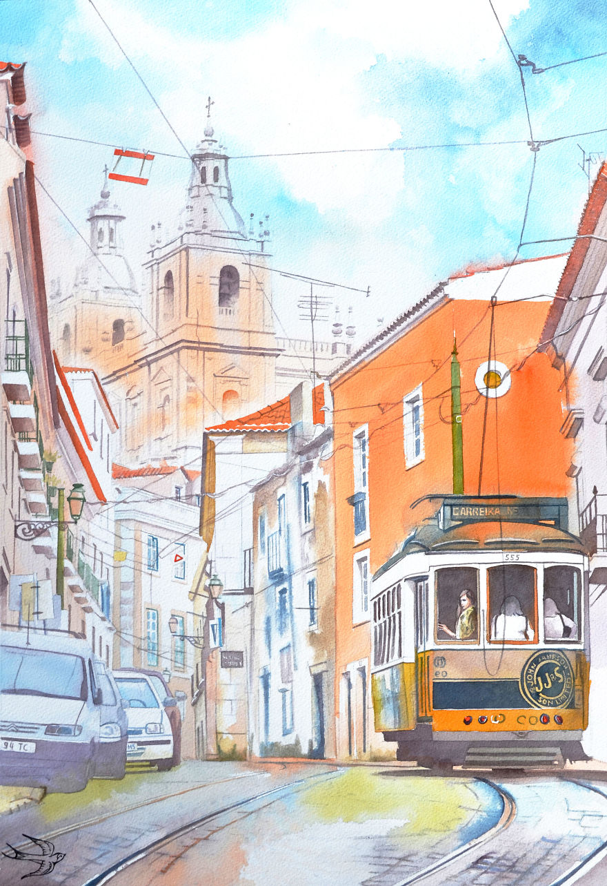 Portuguese Dream In Beautiful Architectural Watercolors Portuguese Dream In Beautiful Architectural Watercolors