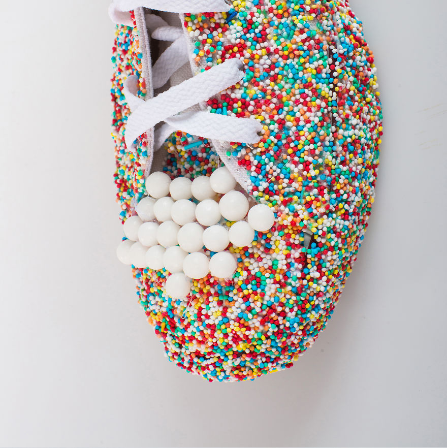 I Decorate Converse Shoes Using Candies, Moss, And Fabric Paints