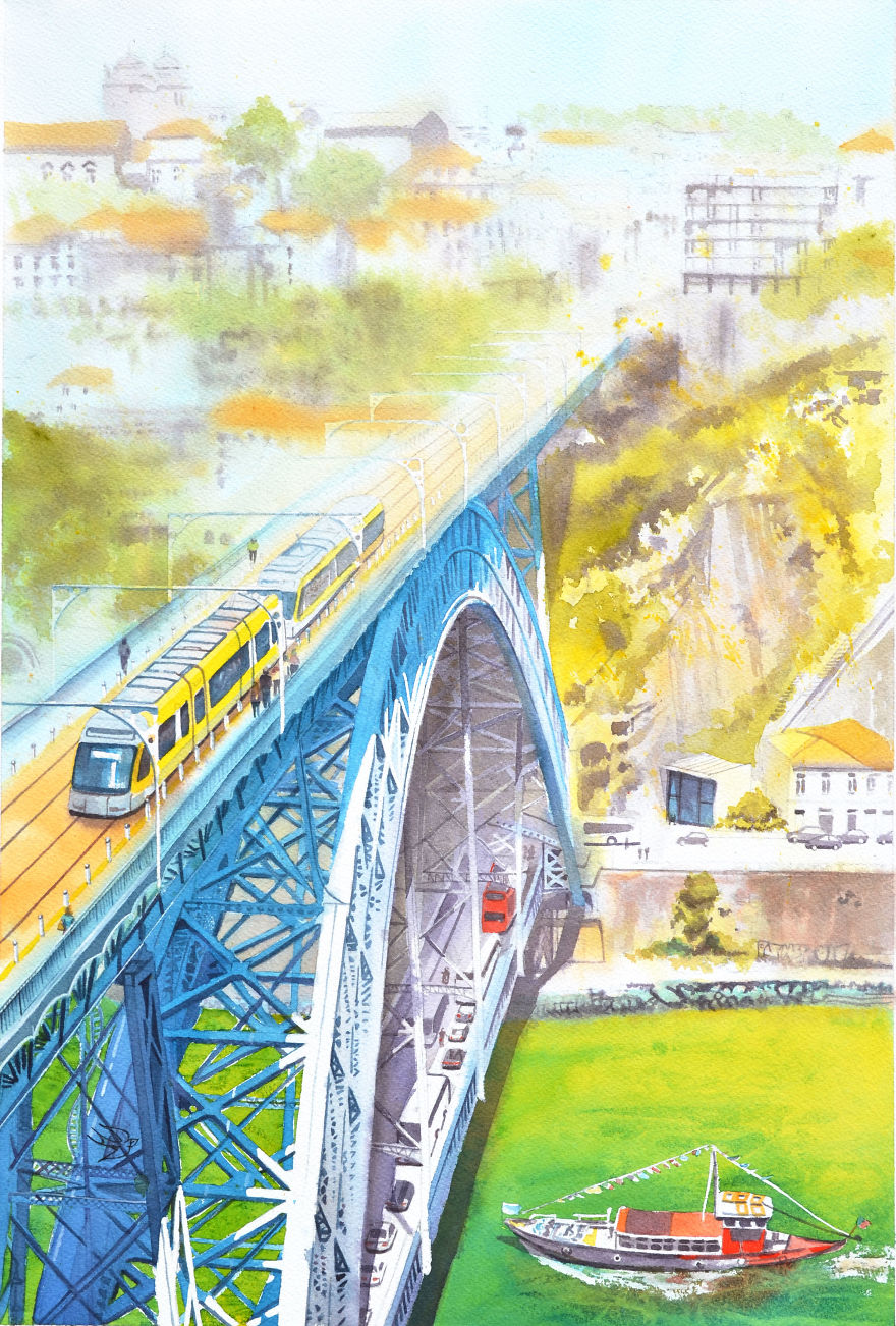 Portuguese Dream In Beautiful Architectural Watercolors Portuguese Dream In Beautiful Architectural Watercolors