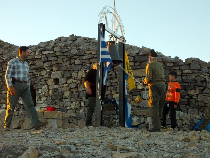 That Old-man Climb Every Year The Highest Mountain In Crete, To Ring The Bell Of The Church