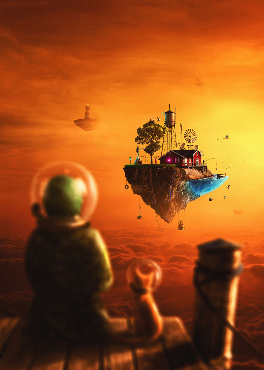 The Surreal World Of Humans Living On Flying Islands