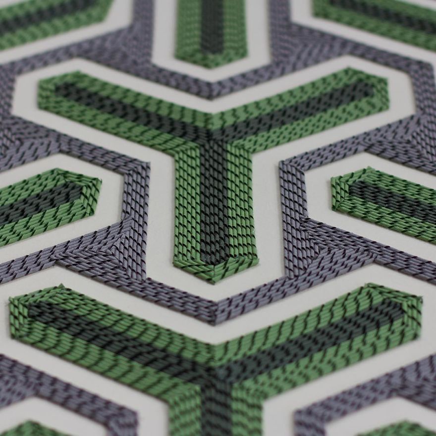 I Create Paper Landscapes Inspired By Zen Gardens Using 1000s Of Paper Strips