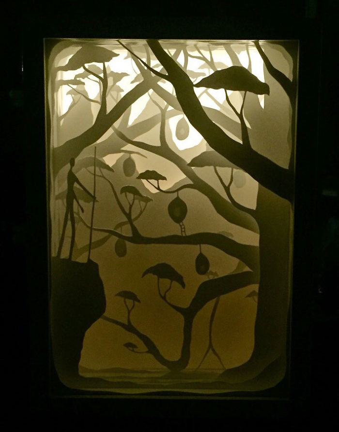 Papercut Lightboxes That I Cut From One Continuous Piece Of Paper