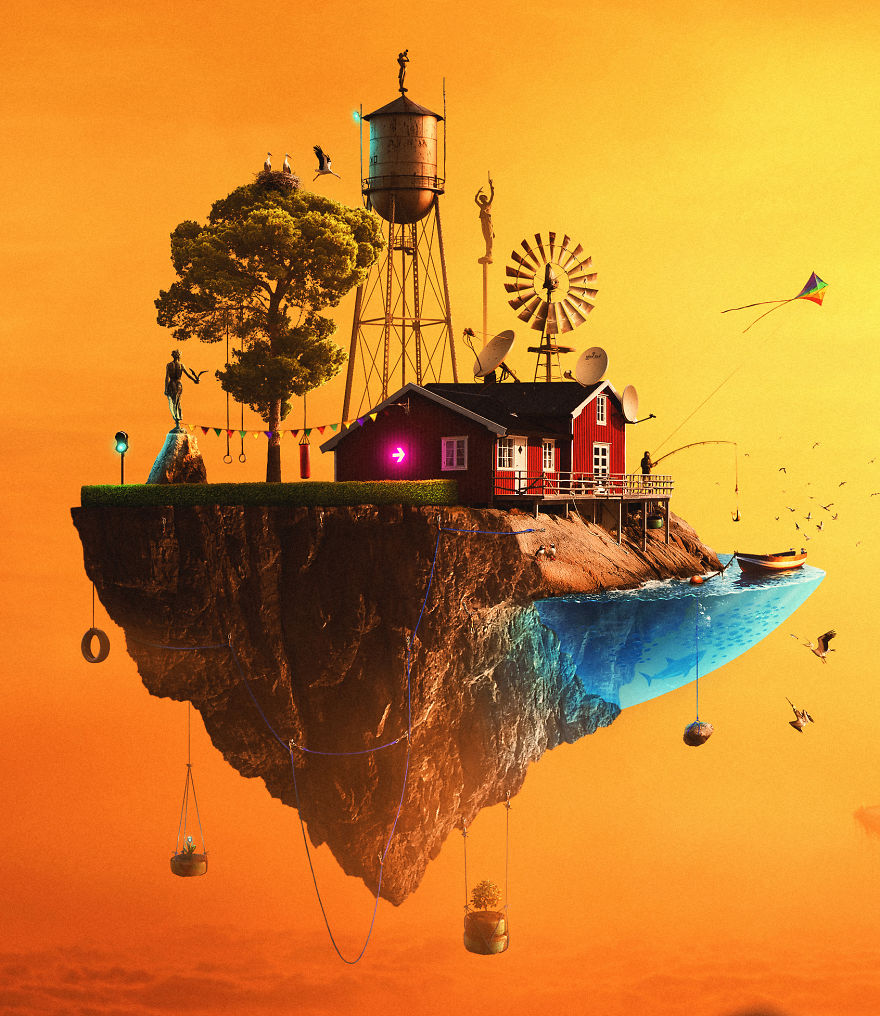 The Surreal World Of Humans Living On Flying Islands