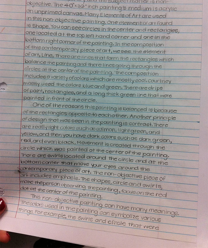Beautiful handwriting example on lined paper, showcasing neat and impressive penmanship.